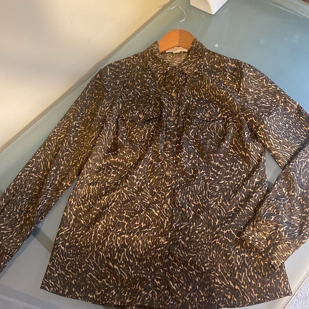 Michael Kors Animal Print Blouse Size 8